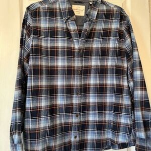 Vintage Blue Plaid Flannel Button-up Shirt size XL